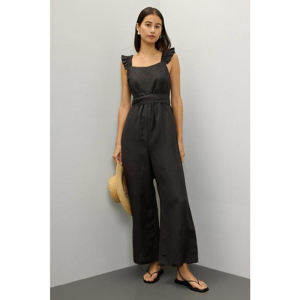 Peter Som x RTR Black Linen Jumpsuit Size 16 With small Stain